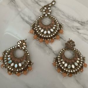 Peach Antique Gold Tikka Set
